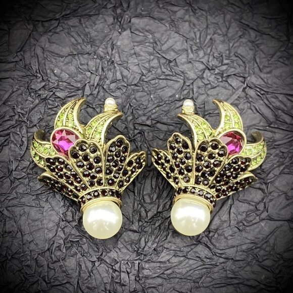 Heidi Daus Faux Pearl Clip On Earrings Statement Jewelry main image 1